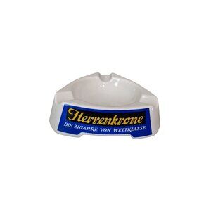 Weisse Eule Triangular Ceramic Ashtray 3 Cigarette Rests Vintage White Germany